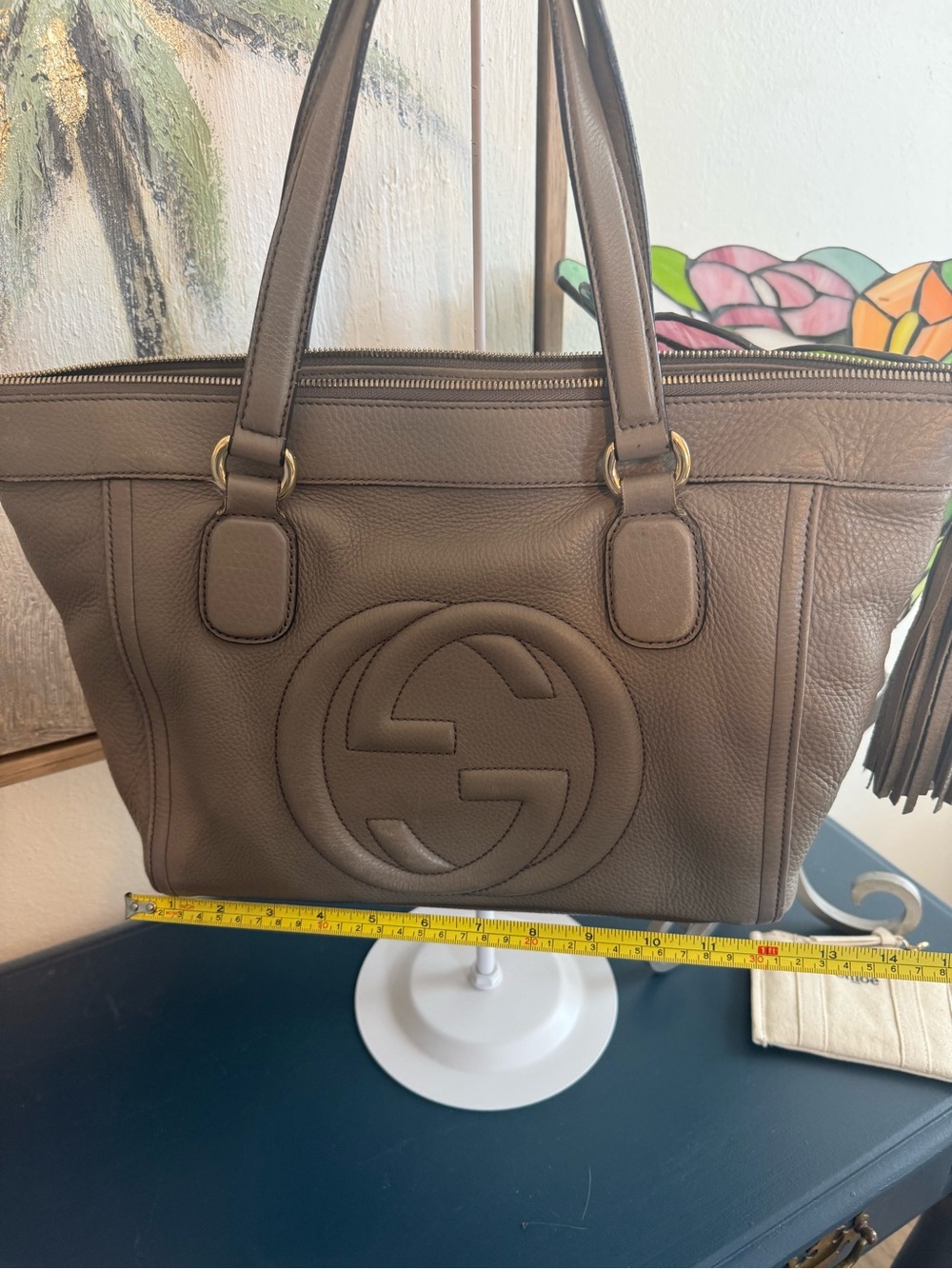 Gucci Brown Pebbled Leather Soho Tote with Interlocking G